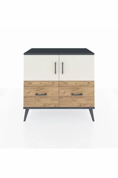 Hyperion Şifonyer 2 Raflı 2 Çekmeceli 2 Kapaklı  Antrasit-Aytaşı/Çam