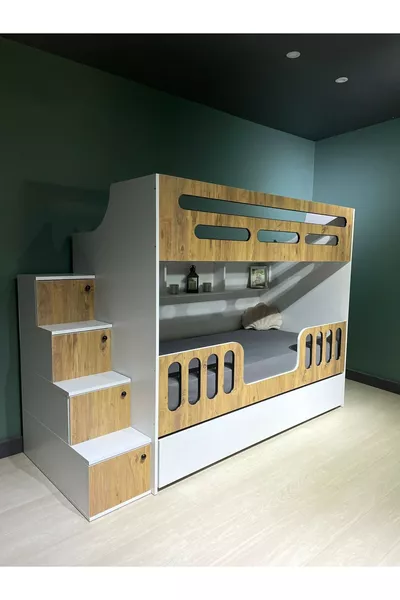 Детская двухъярусная кровать с ящиками для детской и подростковой комнаты