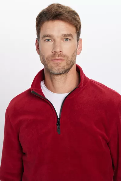 كنزة صوفية بدون كرات الوبر مقاومة للبرد، برقبة عالية، مناسبة للجنسين وبمقاس قياسي، بلون خمري