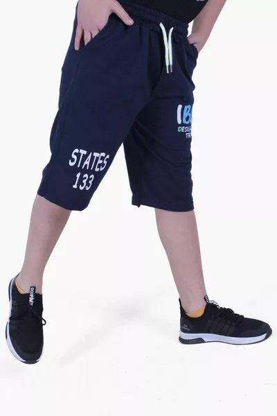 3-piece Hicet Hunk-strong -ıba Printed Boys' Double Pocket Navy-Anthracite Capri