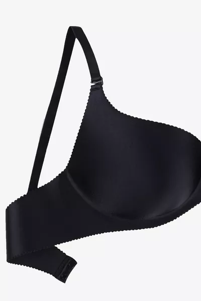 Дамски безшевен сутиен с лазерно рязане и подплънки Push Up в черно