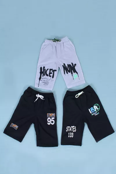 3er-Set Jungen Caprihosen mit gemischtem Muster