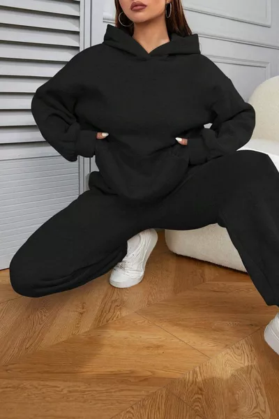 المرأة كبيرة الحجم مقنعين رياضية مجموعة الشتاء القطن داخل