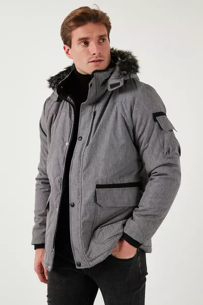 سترة رجالية مبطنة بالفرو مقاومة للماء والرياح ودافئة بقصة ضيقة رقم الموديل 