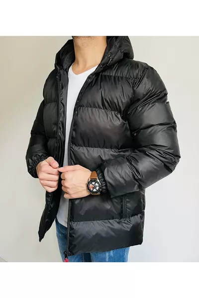 معطف مبطن بغطاء رأس