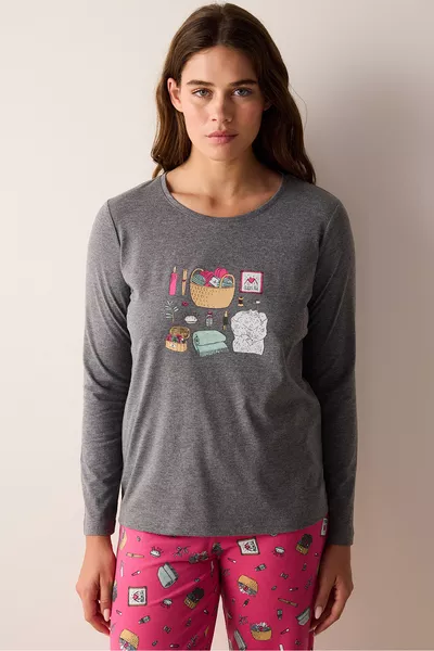 طقم بيجاما بنطلون مريح بألوان متعددة