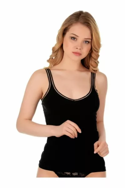 Damen Schwarzes Spaghetti-Top  3er-Pack