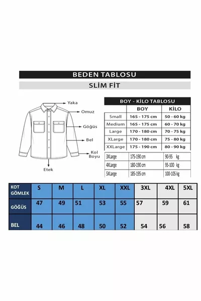 Slim Fit Erkek Kot Gömlek Siyah