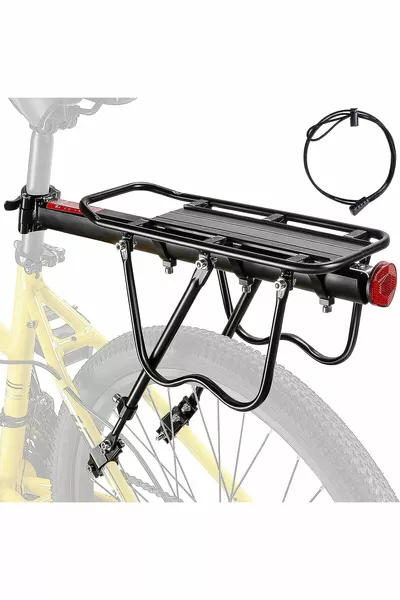 Fahrrad Aluminium Hintergepäckträger mit Sattelstützenanschluss, Hintergepäckträger mit Reflektor am Sattel
