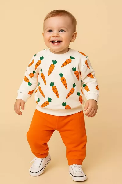 طقم أطفال بنقشة الجزر موسمي، قطعتان، بنطلون وقميص، للجنسين، شهور 