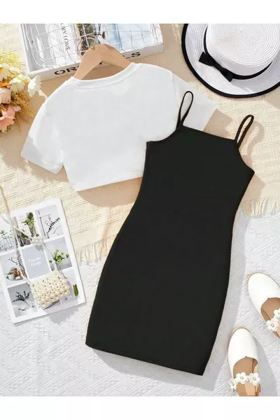 فستان قصير مطبوع للبنات