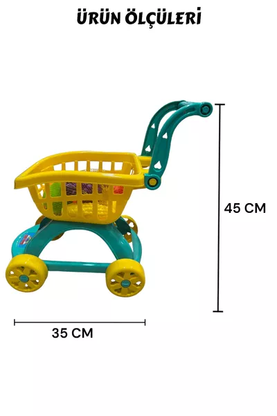 Тележка для рынка 7 предметов Сет из сетки для фруктов и овощей см - Игровая кухонная стойка с тележкой