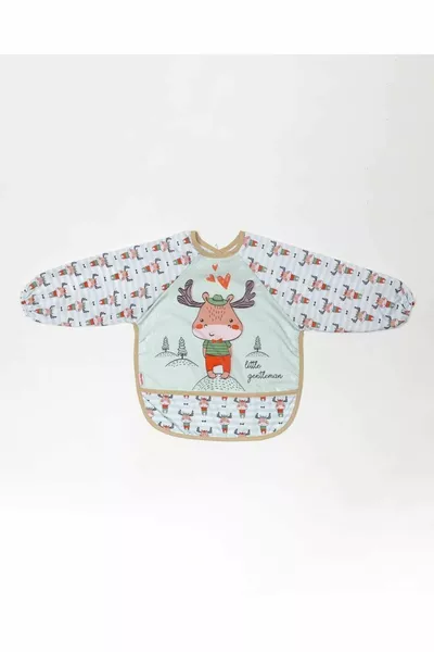Deer Pattern 1-Piece Long Sleeve 3-Piece Collared Baby Bib Set (6 - MONTH)
