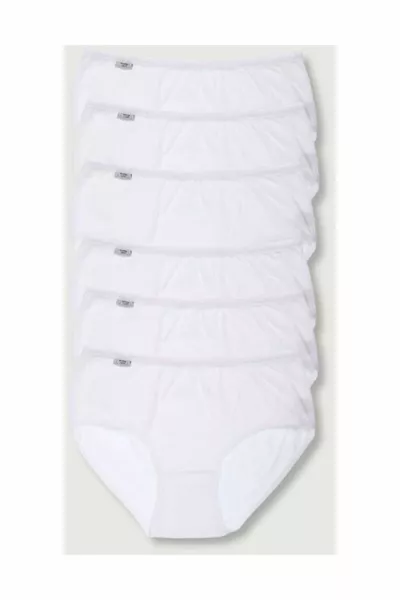 Women's White 6-Pack Stretch Cotton Bikini Panties 