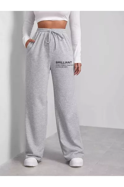 بنطال رياضي نسائي بقصة واسعة من قماش بريليانت مزدوج الخيوط