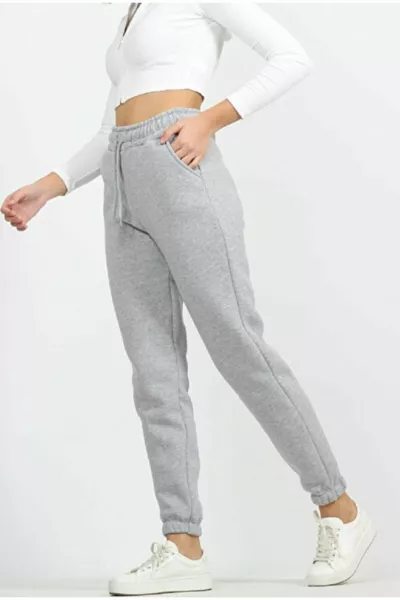 Pantalon de survêtement d’hiver épais avec 3 fils en relief, polaire à l’intérieur, jambe en caoutchouc