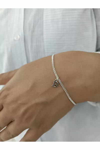  Sterling Silver Movable Letter Oxidized Unisex Bracelet