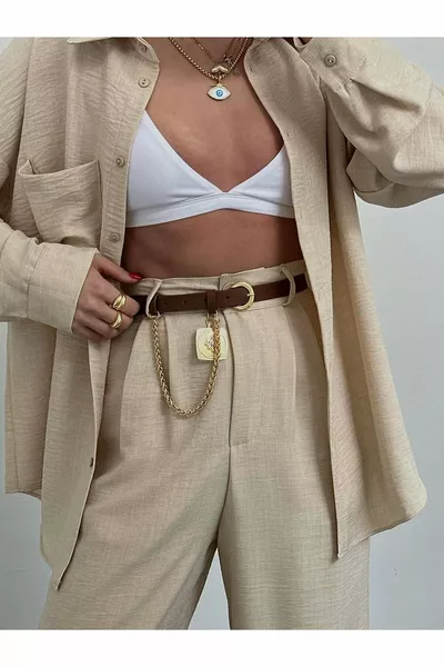 حزام نسائي بتفاصيل قلادة سلسلة ملكية، حزام للسترة، حزام للفستان، حزام للقميص