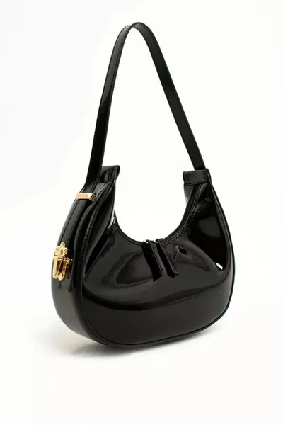 Borsa a spalla da donna in pelle verniciata con cerniera Cherry Bag e dettaglio tracolla