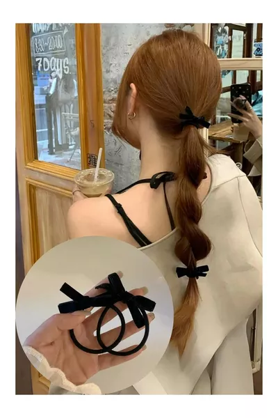 Women's Velvet Bow Elastic Hair Clip 2 Pieces
