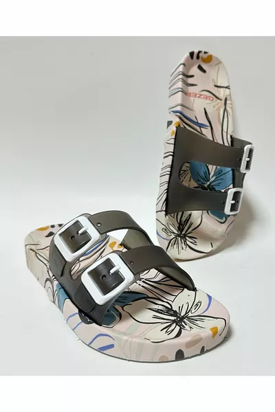 Chaussons pour femmes à semelle anatomique antidérapante, blanc, double bande, sans boucle, pour la maison, la rue, les invités et les sols humides