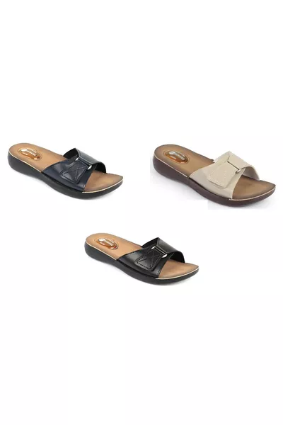 Ciabatte da donna con plantare ortopedico in gel e chiusura a strappo, per uso quotidiano