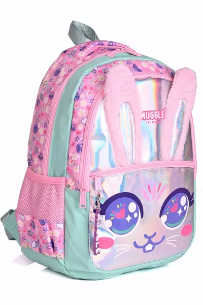 Girls' 3-Piece School Set – Backpack, Lunch Bag, Pencil Case – Cute Bunny Pattern