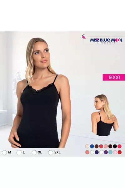 Enkel top met V-hals en kant -1