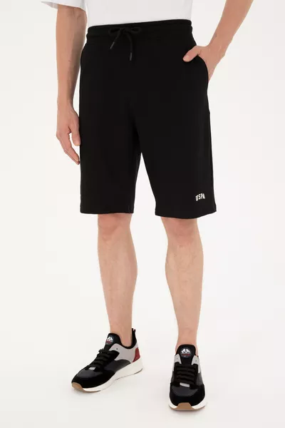 Herren Schwarze Strickshorts 