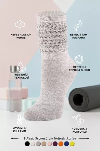 جوارب رياضية وأيروبيك نسائية رمادية موسمية لليوغا واللياقة البدنية