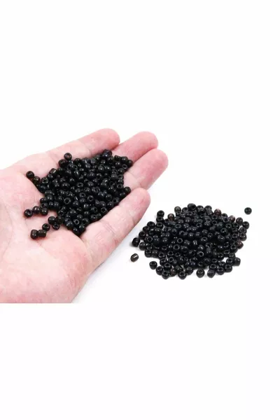  جرام - خرز رملي كبير الحجم أسود 4 مم، خرز لصناعة المجوهرات، 