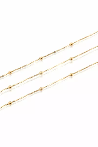 سلسلة مطلية بالذهب مع تفاصيل كرات من الستانلس ستيل لصناعة المجوهرات - طول 2 متر – خرز