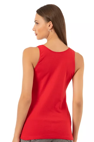 Özkan  Canottiera Magnolia in Cotone con Pizzo e Bordo a Costine da Donna