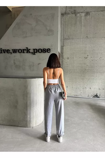 بنطال رياضي واسع مرتفع الخصر للنساء