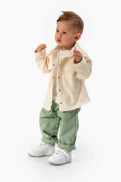 طقم 3 قطع للرضع الذكور مع جاكيت من قماش الجاباردين  MS