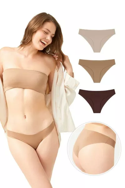 مجموعة 3 سراويل بيكيني نسائية بقص بالليزر - 2