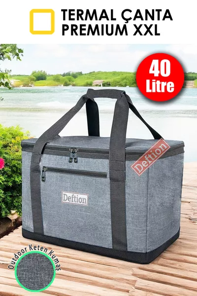 حقيبة نزهة وشاطئ مع تبريد حراري  لتر أنثراسيت من الكتان الفاخر