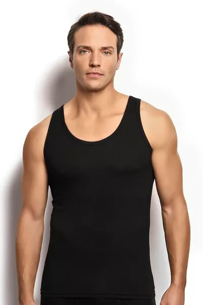 تيشيرت رجالي بدون أكمام من MUK، % قطن، أبيض-أسود-رمادي