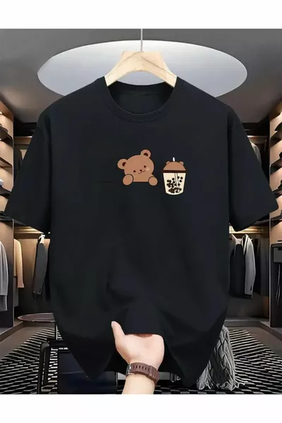 T-shirt basic con stampa orsetto