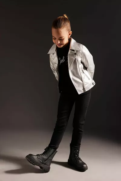 Girls' Water-Resistant Faux Leather Jacket sp