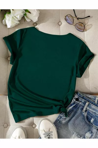 Maglietta basic in cotone con scollo a V (senza fantasia)