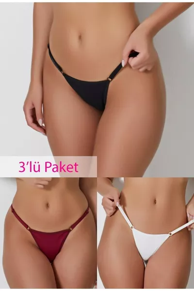 Cotton Ribbed Adjustable Thong Panty