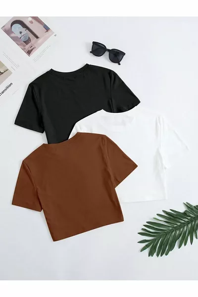 Set di 3 T-shirt crop da donna - DAXİS Sportwear Company