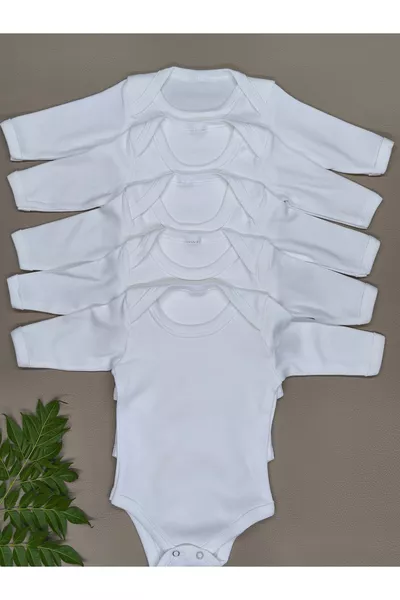 Lot de 5 bodies bébé à manches longues avec pressions, filles et garçons, manches longues