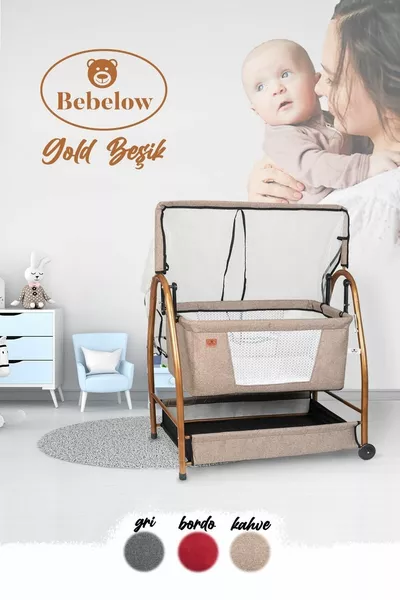 أرجوحة سرير محمولة من قماش الكتان الذهبي يمكن تعليقها وتثبيتها