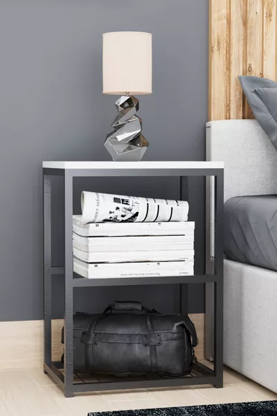 طاولة جانبية زخرفية بسلك وقدم معدنية