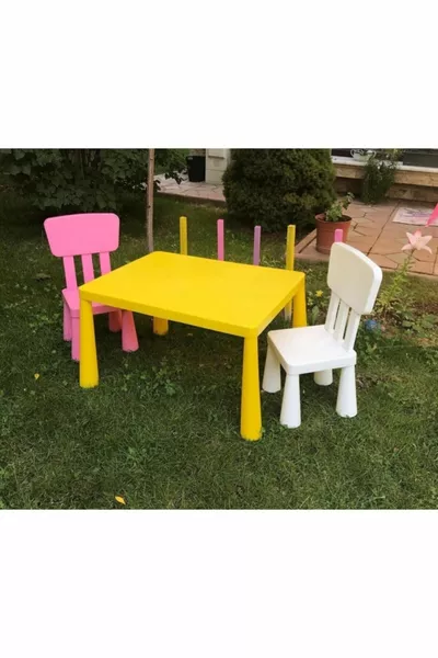 Yellow Kid Mammut Table and 2 Chairs