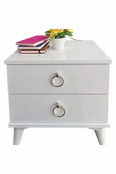 Nachtkastje / Ladekast 2 Lades Zilver / Slaapkamer / Jongenskamer / Kinderkamer / Babykamer