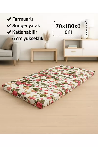 Sünger Yatak  CM, Yer Yatağı, Balkon Yer Minderi,Şantiye,Karavan,Deprem Yatağı-İNGİLİZ GÜLÜ