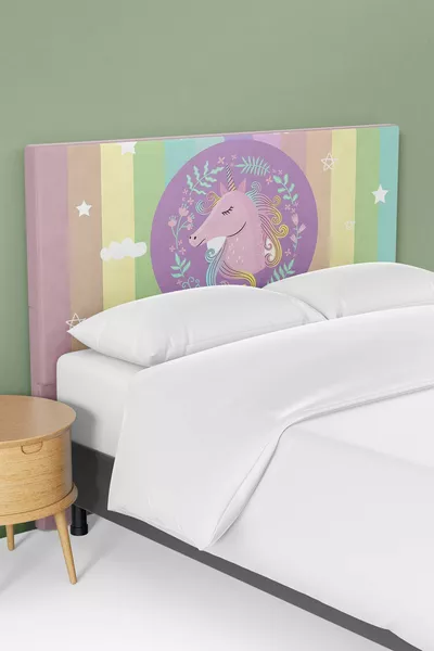 Housse de tête de lit avec motif licorne multicolore